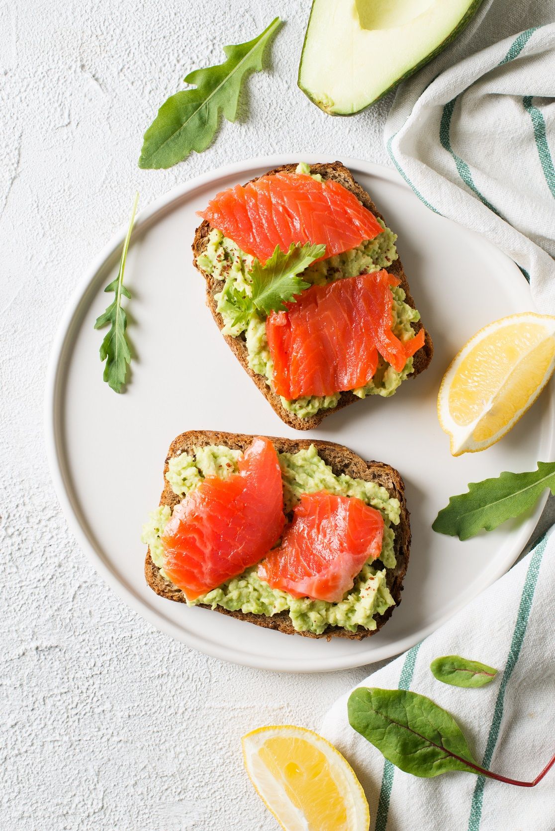 Toast with guacamole and egg