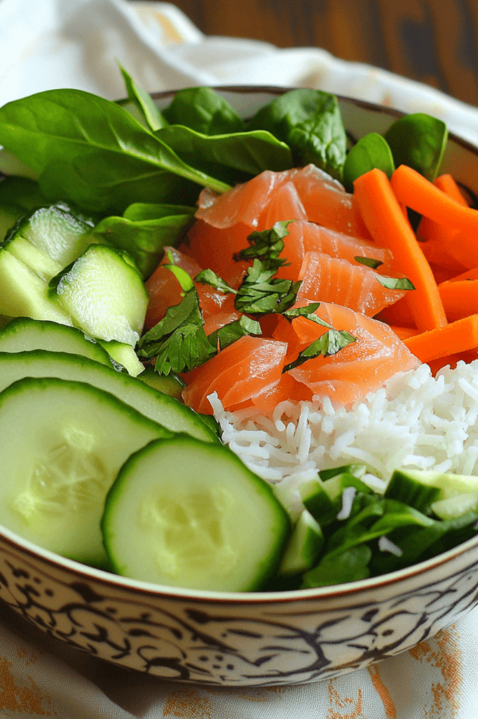 Bowl with salted salmon 