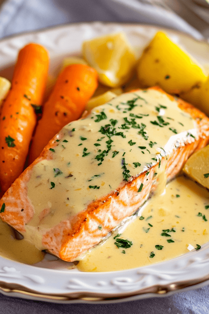Salmon in creamy lemon sauce