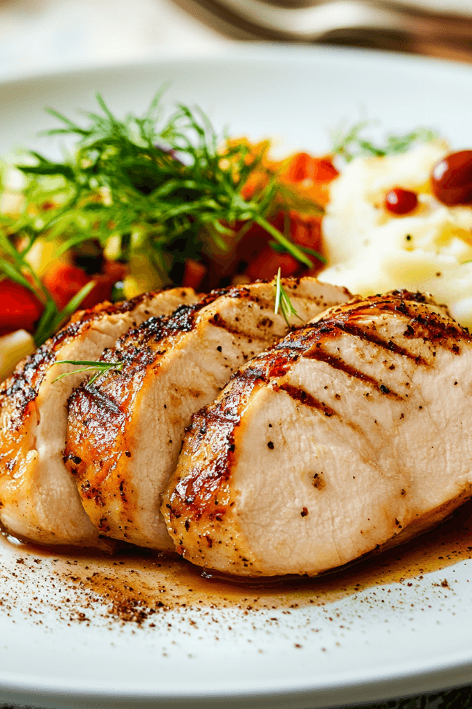 Turkey fillet with mashed potatoes and salad