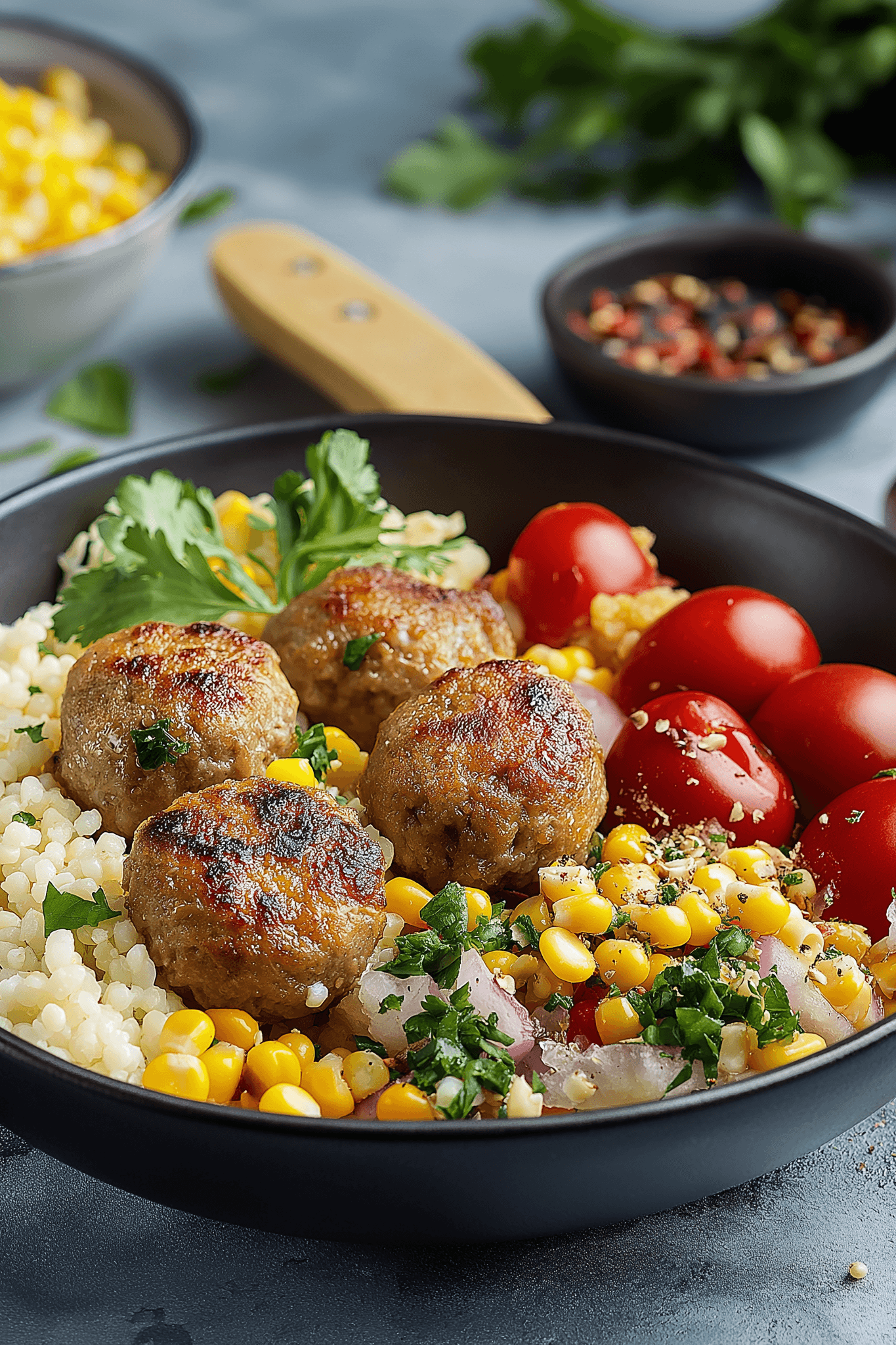Meatballs with salad